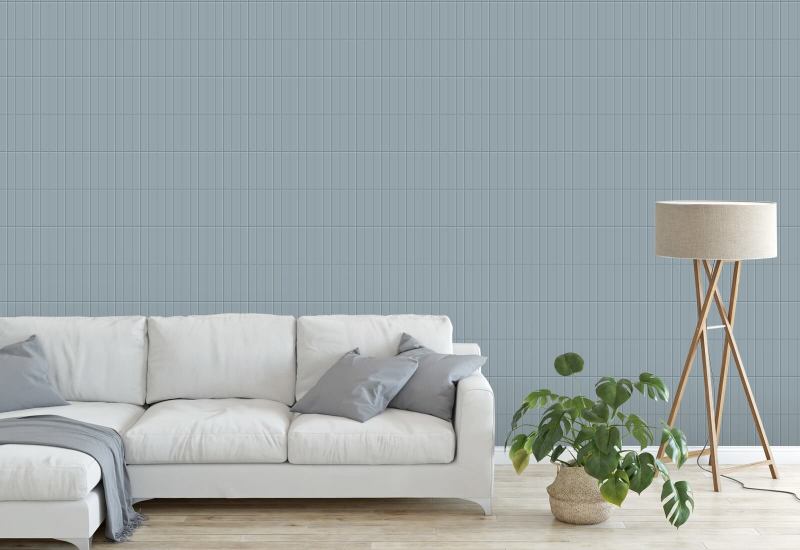 Tall Tiles Blue Glaze Wallpaper