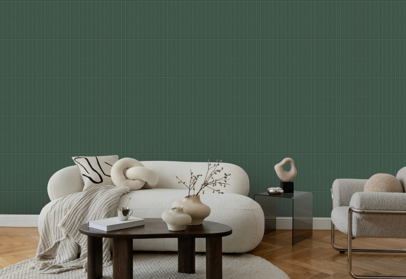 Tall Tiles Forest Green Wallpaper