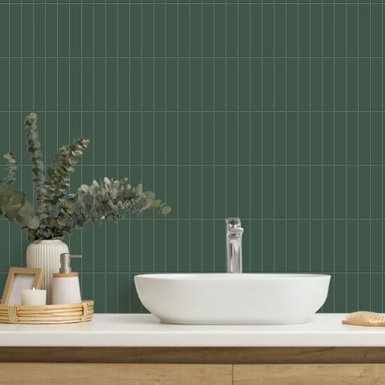 Tall Tiles Forest Green Wallpaper