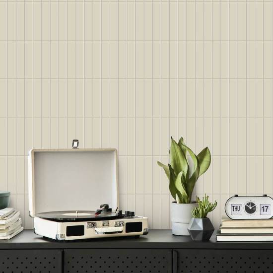 Tuiles hautes Papier peint Linen White