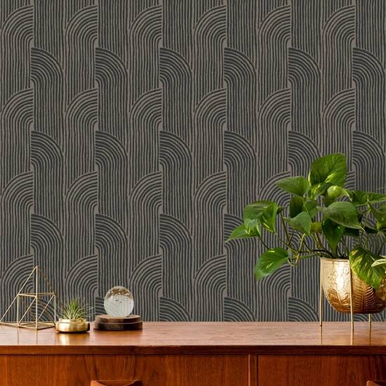 Woven Arcs Cocoa Brown Wallpaper