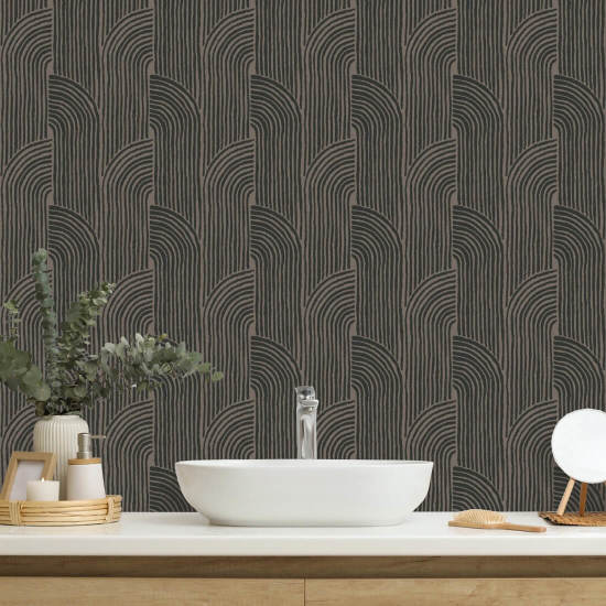 Woven Arcs Cocoa Brown Wallpaper