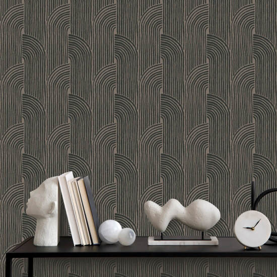 Woven Arcs Cocoa Brown Wallpaper