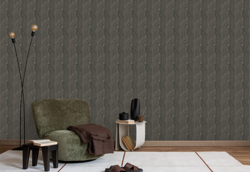 Woven Arcs Cocoa Brown Wallpaper