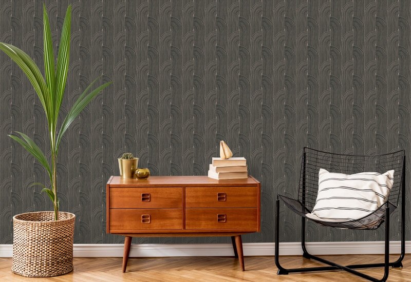 Woven Arcs Cocoa Brown Wallpaper