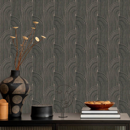Woven Arcs Cocoa Brown Wallpaper