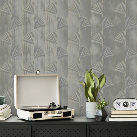 Woven Arcs Loft Stone Wallpaper