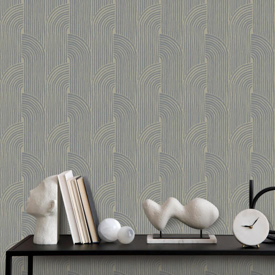 Woven Arcs Loft Stone Wallpaper