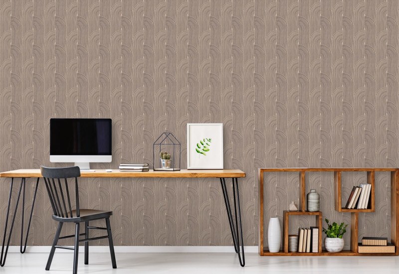 Woven Arcs Walnut Wallpaper