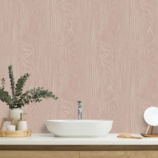 Faux Bois Woodgrain Blush Wood Wallpaper