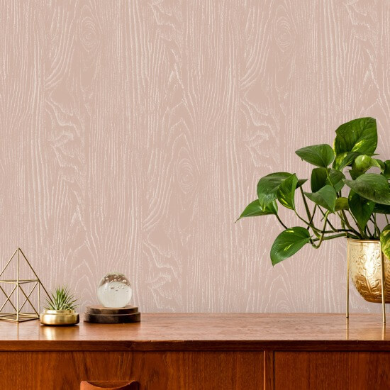 Faux Bois Woodgrain Blush Wood Wallpaper