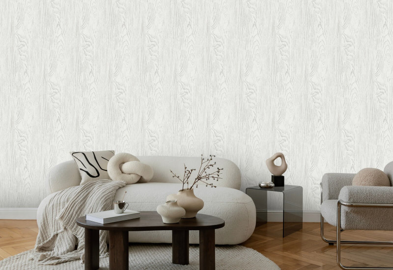 Faux Bois Woodgrain Carta da parati in legno bianco grigio