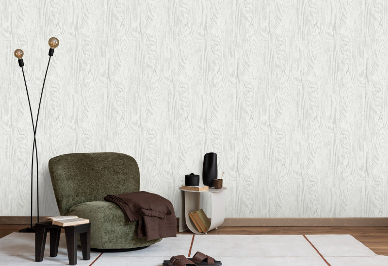 Faux Bois Woodgrain Gray White Wood Wallpaper