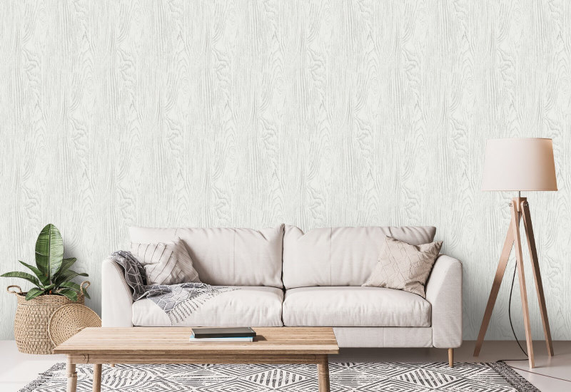 Faux Bois Woodgrain Carta da parati in legno bianco grigio