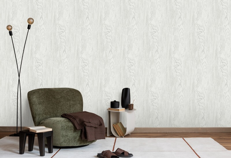 Faux Bois Woodgrain Gray White Wood Wallpaper