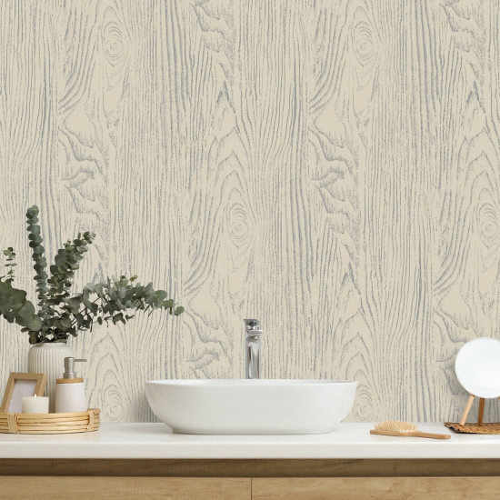 Madera de madera sintética Papel pintado de madera amarillo gris pálido