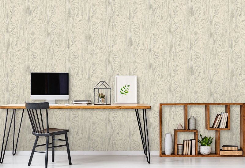 Faux Bois Woodgrain Carta da parati in legno giallo grigio chiaro