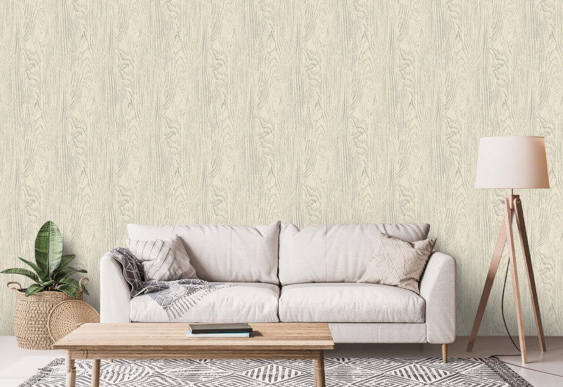 Grain de bois Faux Bois Papier peint en bois gris pâle et jaune