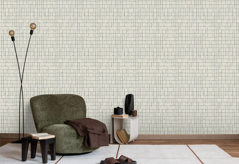 Grade fraturada Papel de parede Blue Cream