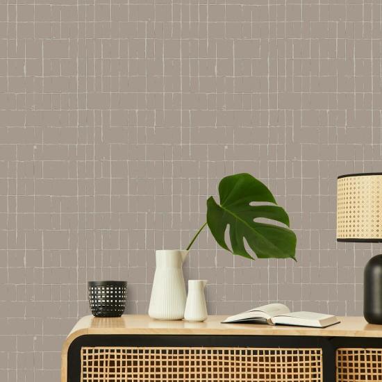 Grille fracturée Papier peint Earthen Beige