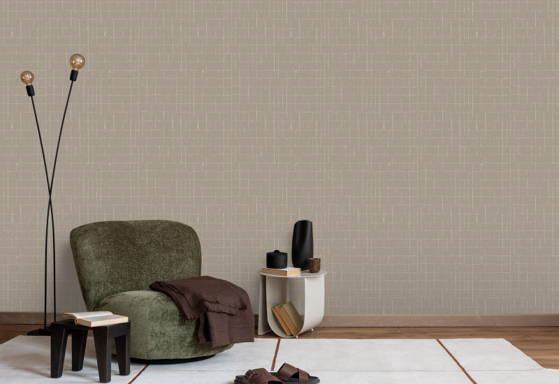 Fractured Grid Earthen Beige Wallpaper