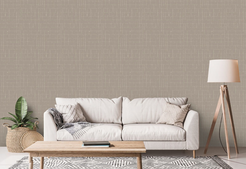 Gebroken raster Aardebeige behang