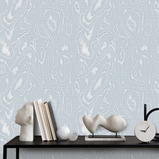 Burlwood Papier peint en bois bleu gris