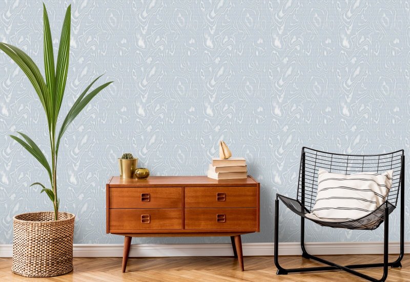 Burlwood Carta da parati in legno grigio blu