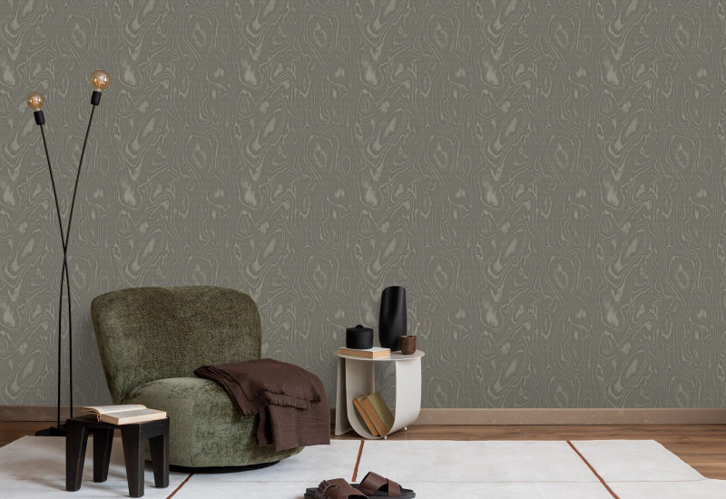 Burlwood Papier peint en bois gris brun