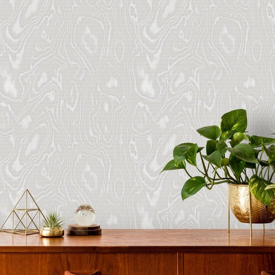 Burlwood Papier peint en bois gris blanc