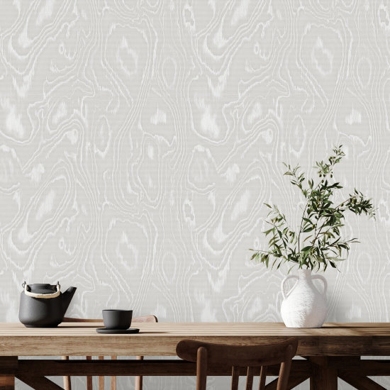 Burlwood Papel pintado de madera blanca gris