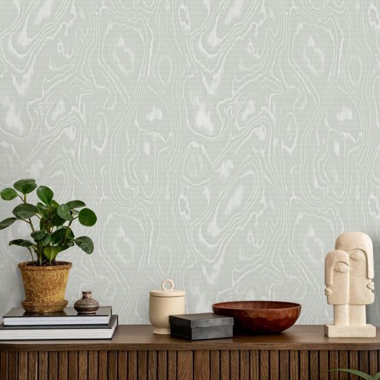 Burlwood Papel pintado de madera verde pálido y blanco