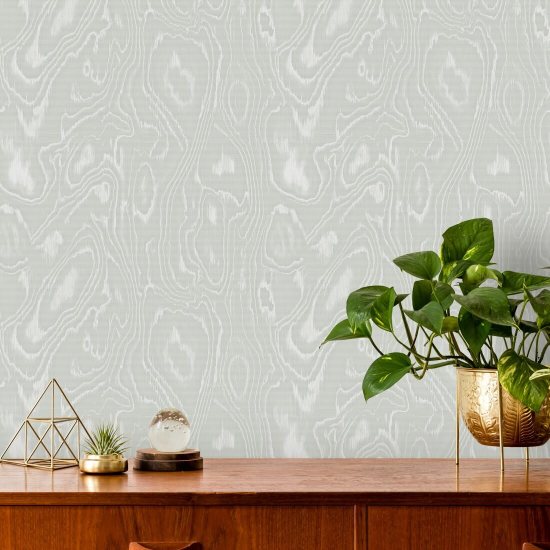 Burlwood Lichtgroen en wit houten behang