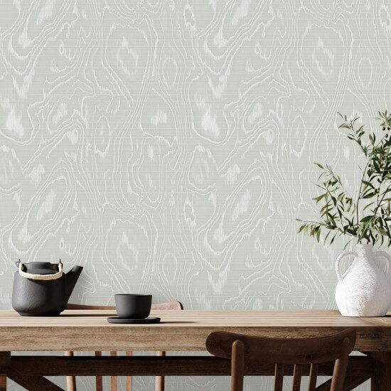 Burlwood Pale Green and White Wood Wallpaper