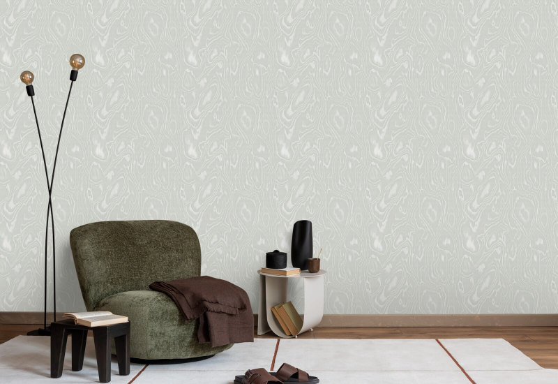 Burlwood Carta da parati in legno verde chiaro e bianco