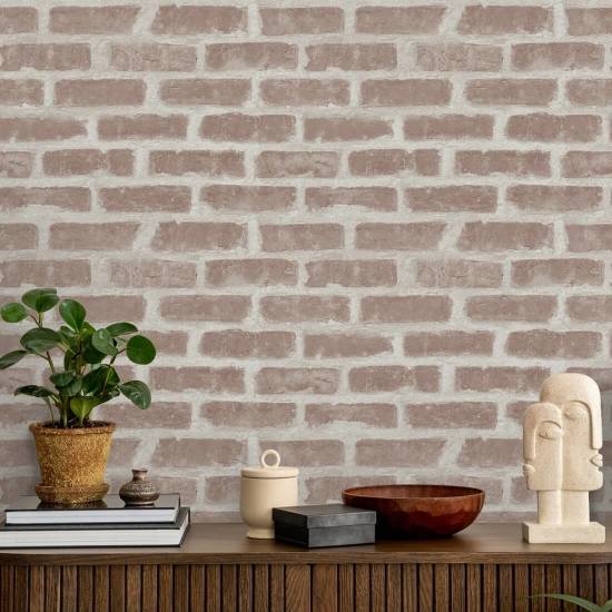 Bucktown Faded Clay Brick Wallpaper