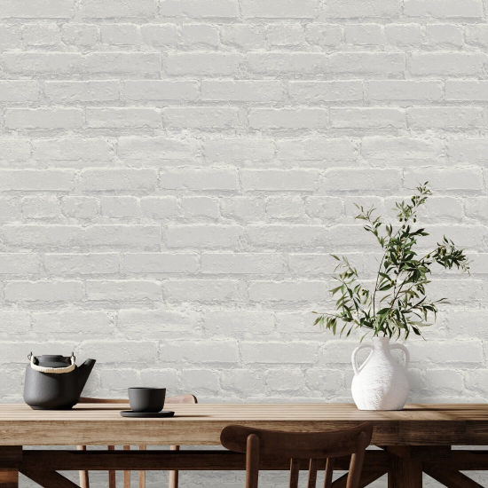 Painted White Brick Wallpaper 