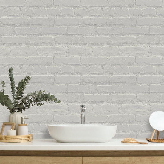 Painted White Brick Wallpaper 