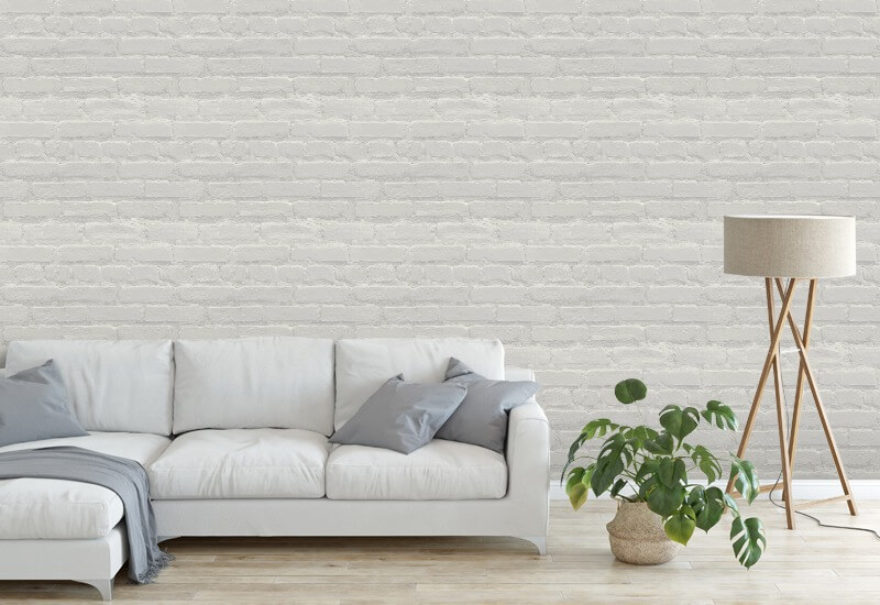 Painted White Brick Wallpaper 