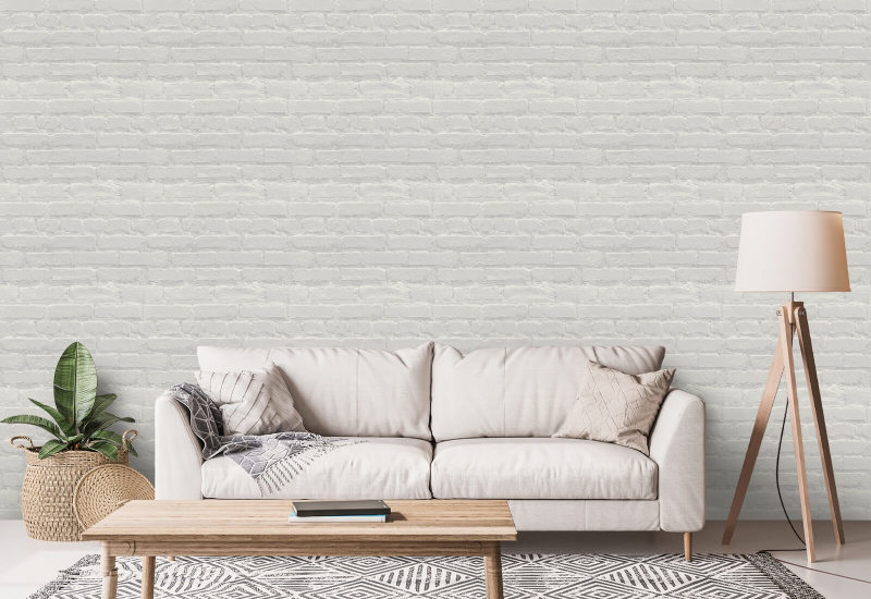 Painted White Brick Wallpaper 