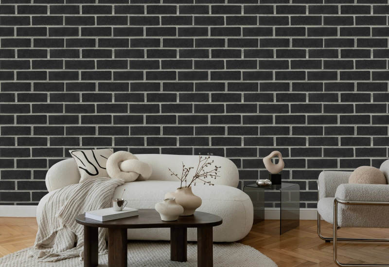Metro Black Brick Wallpaper