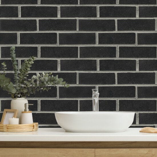 Subway Black Brick Wallpaper