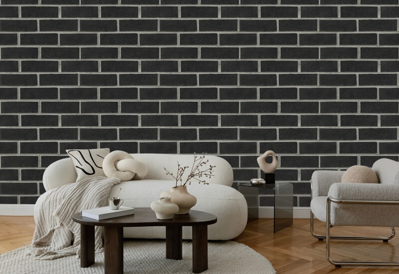 Subway Black Brick Wallpaper