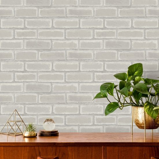 Wrigley Chalk White Brick Wallpaper