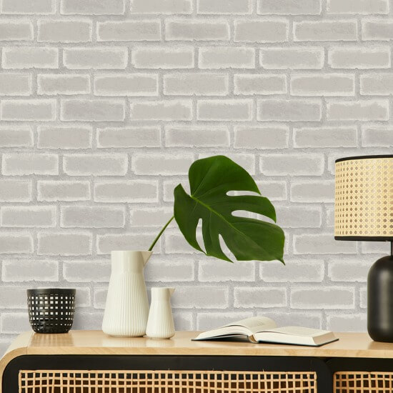 Wrigley Chalk White Brick Wallpaper