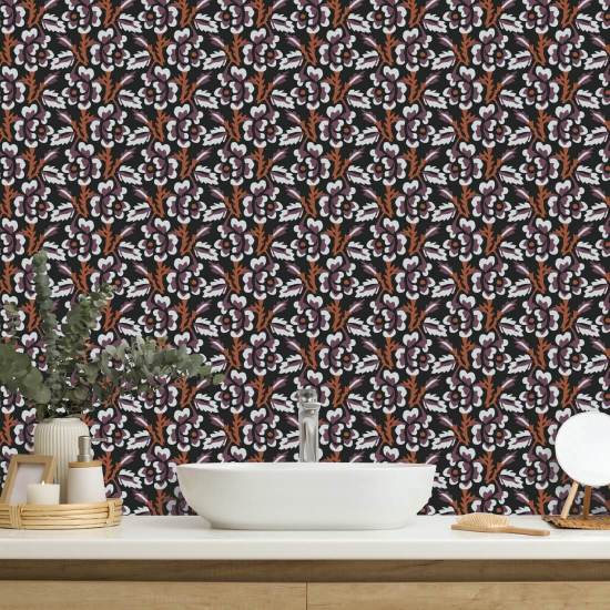 Thorn & Blossom Autumn Noir Floral Wallpaper