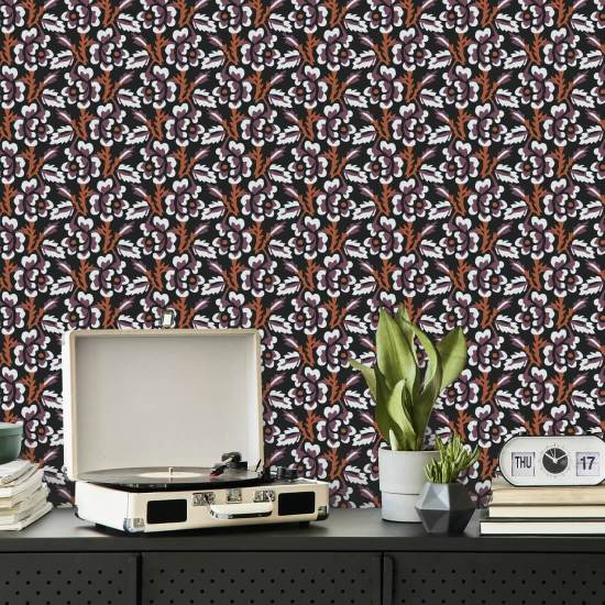 Thorn & Blossom Autumn Noir Floral Wallpaper