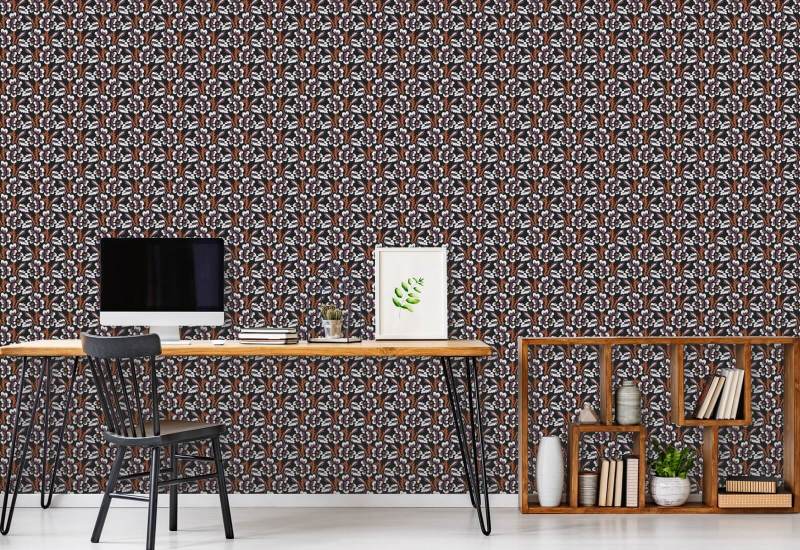 Thorn & Blossom Autumn Noir Floral Wallpaper