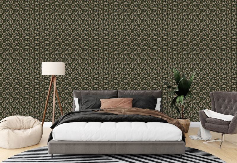 Thorn & Blossom Black Forest Floral Wallpaper