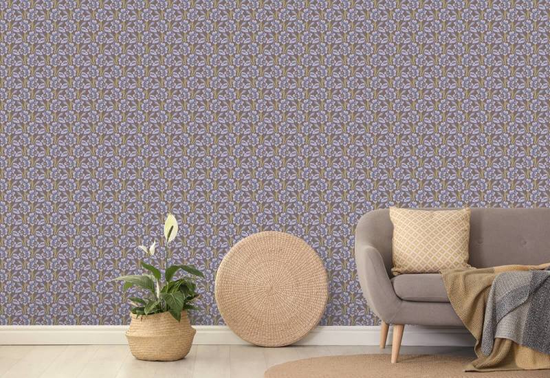 Thorn & Blossom Brown Lavender Floral Wallpaper